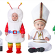 From left: Infant Monsters Bride, Infant Rainbow Brite Sprite, Infant Pint-Sized Pope, Child Deluxe Slimer.